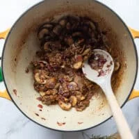 The flour sautéed until slightly golden with the onions and mushrooms