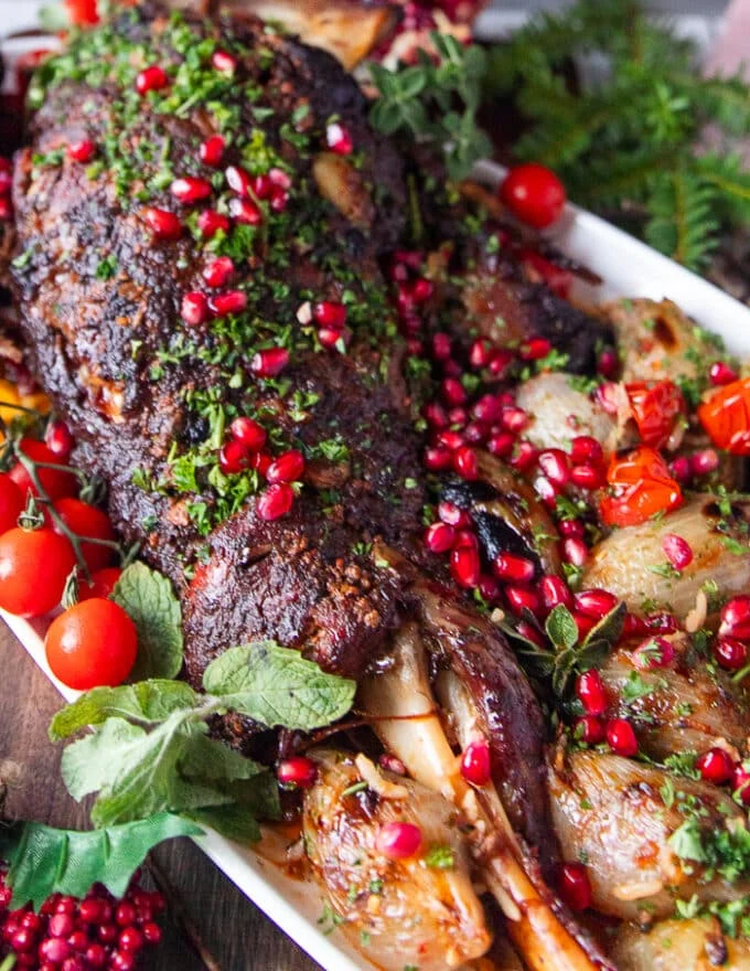 close up of the roast lamb shoulder showing how well cooked it is