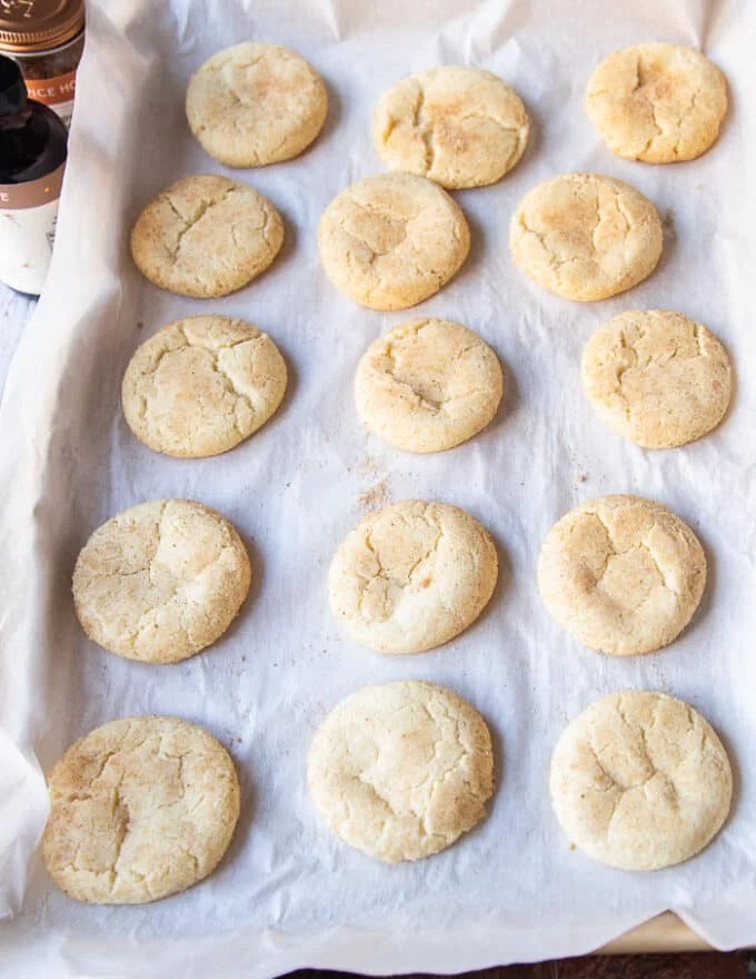 Sugar cookies out of the oven perfectly baked