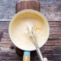 The cheese has melted and the sauce is now ready