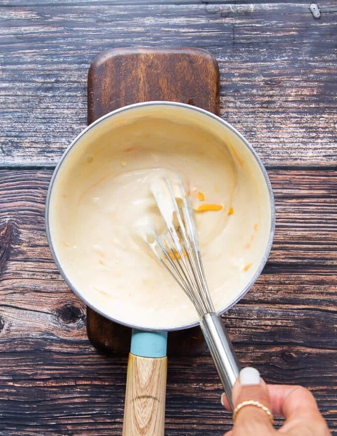 The cheese has melted and the sauce is now ready