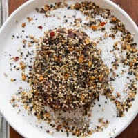 the ahi tuna coated evenly with the dried crust ingredients