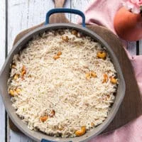 right after cooking, the pot is uncovered and the coconut rice is perfectly cooked