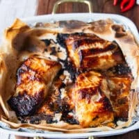 miso cod out of the oven golden and toasted on top , perfectly cooked