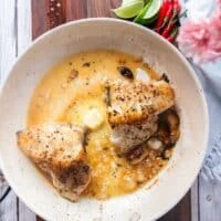 butter cubes added to the sauce pan to create the thick silky sauce
