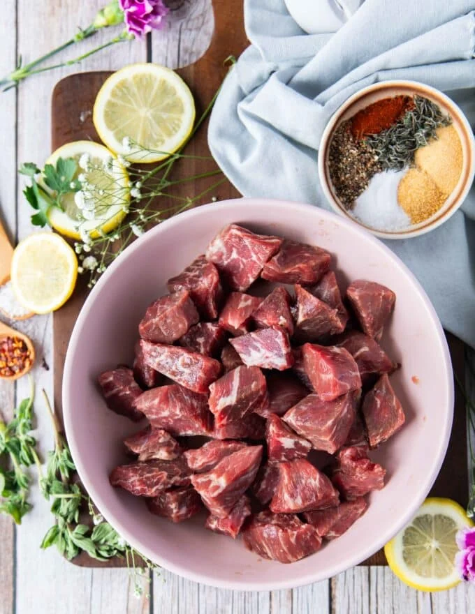 A piece of steak to make steak bites in air fryer