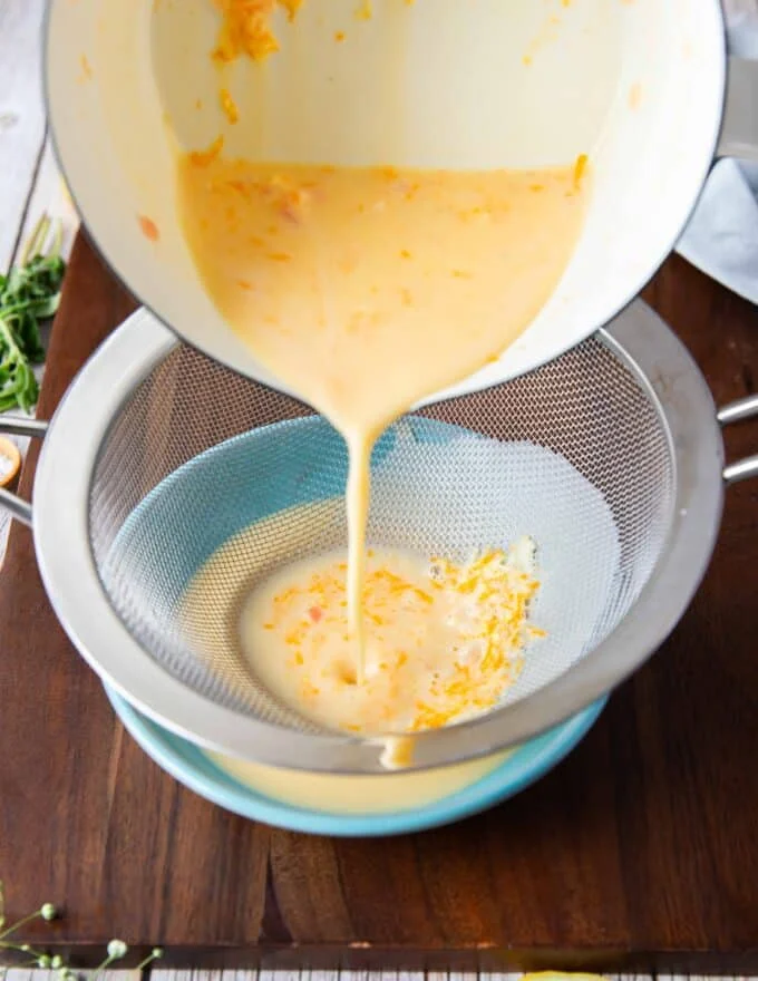 fine mesh strainer is used to strain the sauce