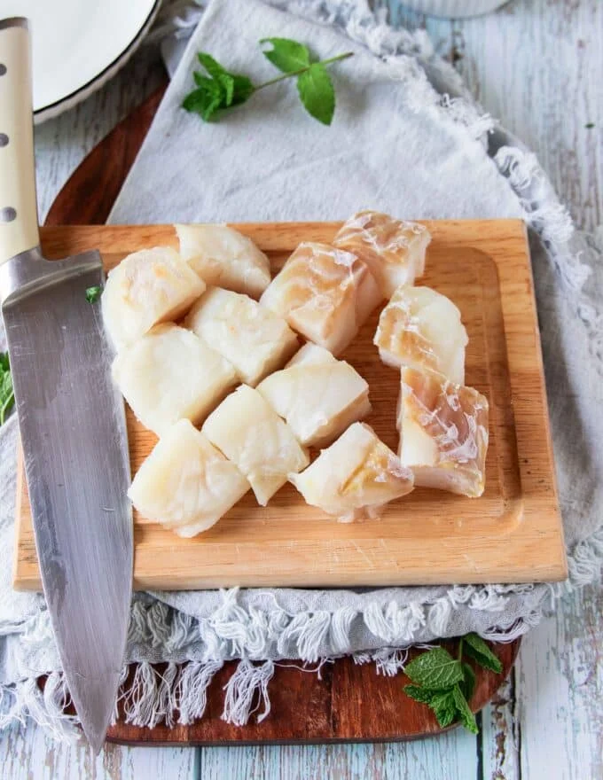 halibut fish cut and trimmed