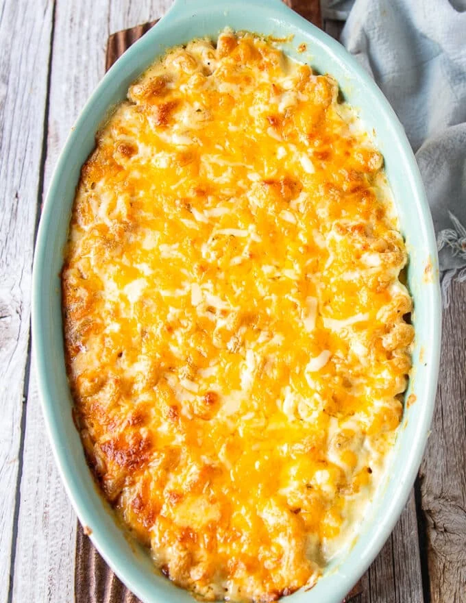 baked mac and cheese recipe out of the oven