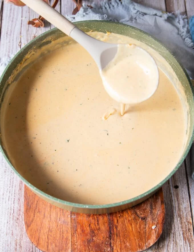 cheesy sauce is ready for mac and cheese