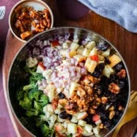 Diced and prepped veggies to go in the bowl