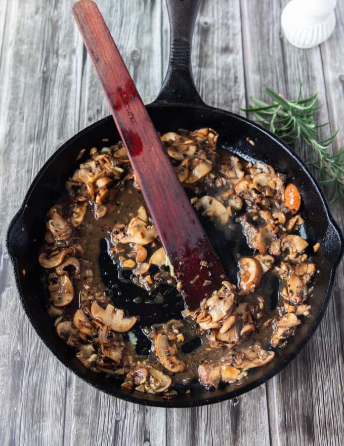 deglazed pan with stock