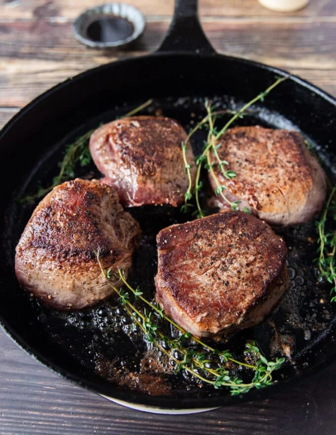 golden seared steak on all sides
