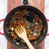 aromatics sautéed in the same dutch oven until soft and golden