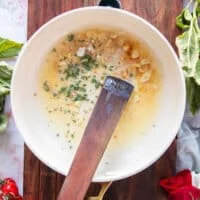 flour and thyme are added to start building the sauce
