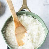 perfectly cooked sushi rice in the pot