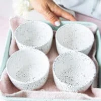 The water bath is set up to bake the brownie pudding
