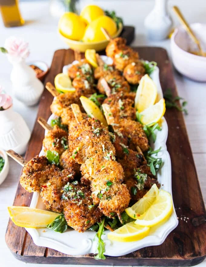 full plate of crispy chicken spiedini