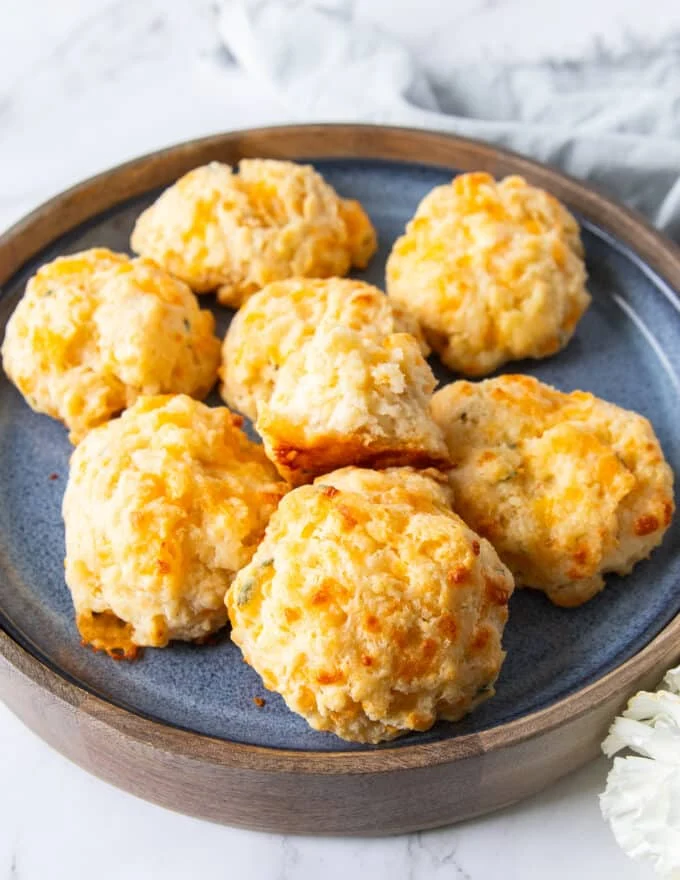 close up of one drop biscuit showing how golden and perfectly fluffy it is