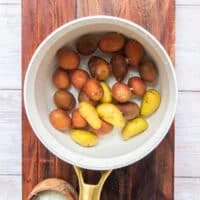 baby potatoes in a pot of water ready to boil