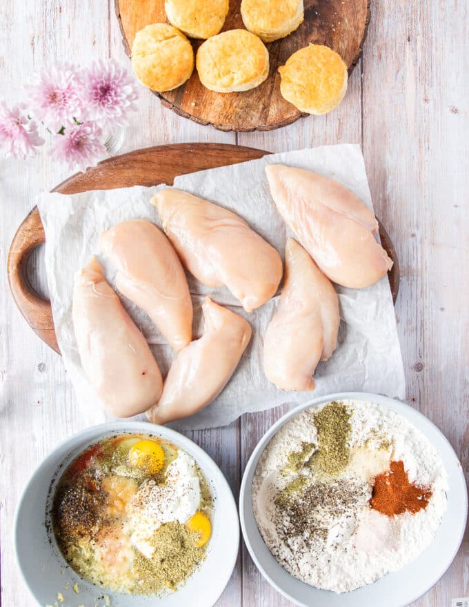 Ingredients to make chicken biscuit from scratch