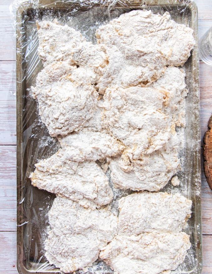 Chicken coated and ready to fry