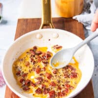 crispy and perfectly cooked crumbles of sausage or bacon in a skillet