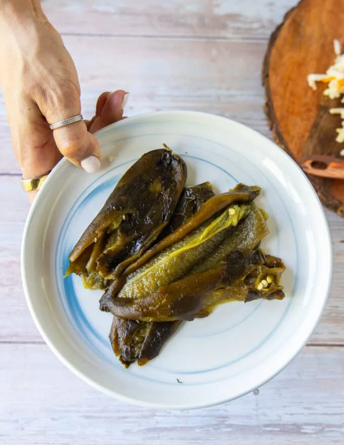Poblano peppers roasted and ready to use