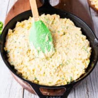 jalapeno cornbread batter spread evenly into a cast iron skillet