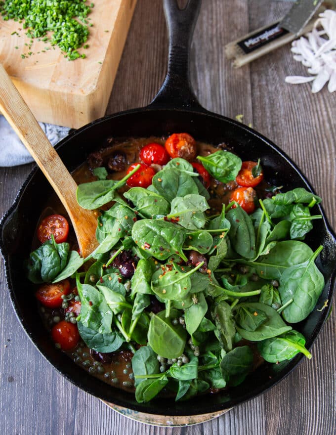 Spinach is added last